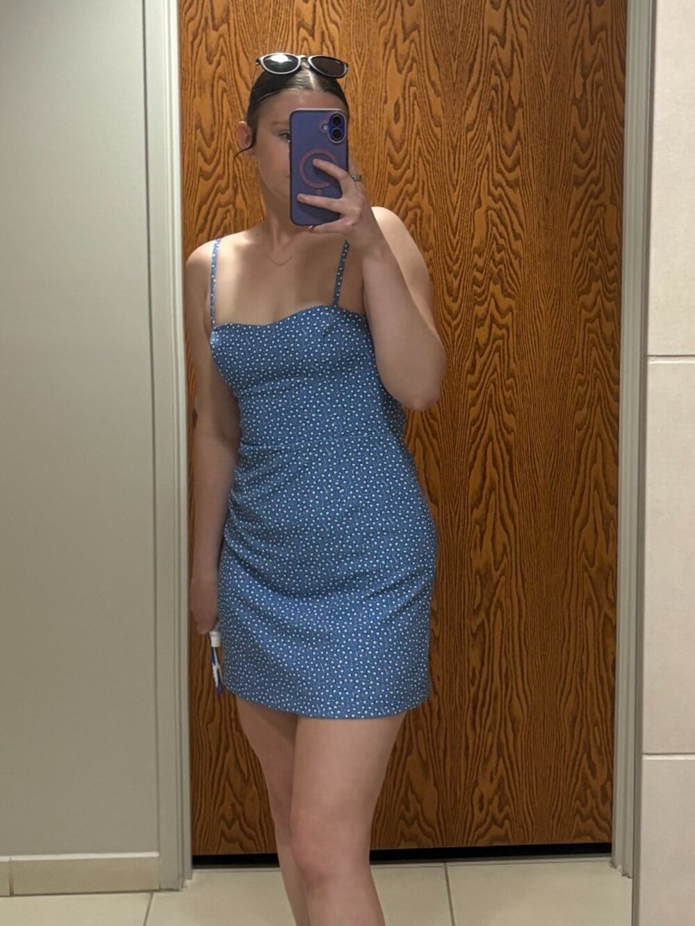 French Connection Strapless Tie Back Blue and White Floral Pattern Mini Dress XS - Picture 1 of 5